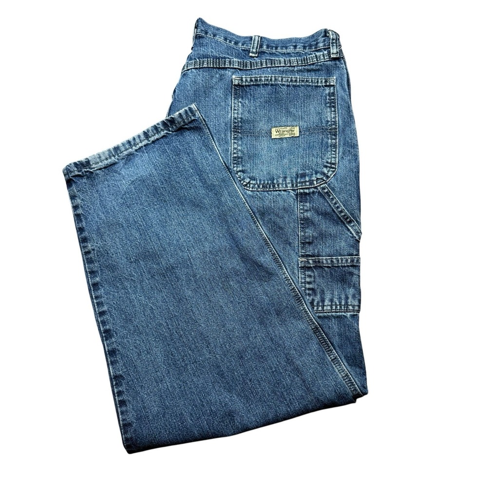Wrangler Carpenter Jeans Men's 40x32 Blue Denim Loose Fit Workwear Pants 94LSWDV
